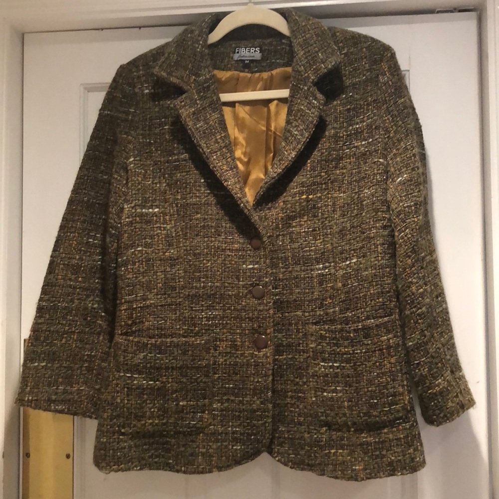 Barbara Lesser Fibers Tweed Jacket Size M